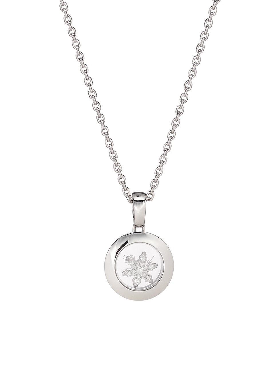 Womens Happy Diamonds 18K White Gold & Diamond Snowflake Pendant Necklace - White Gold Product Image