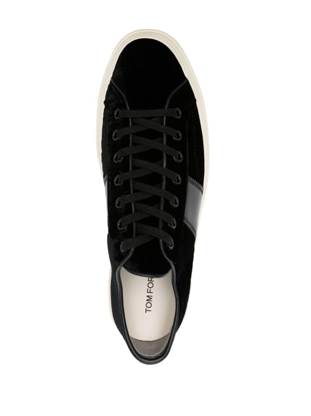 TOM FORD Cambridge Velvet Sneakers In Contrast Heel Logo Product Image