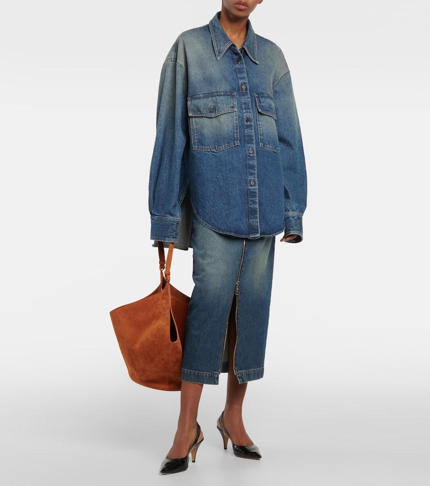 KHAITE Ruly Denim Midi Skirt In Stinson Product Image