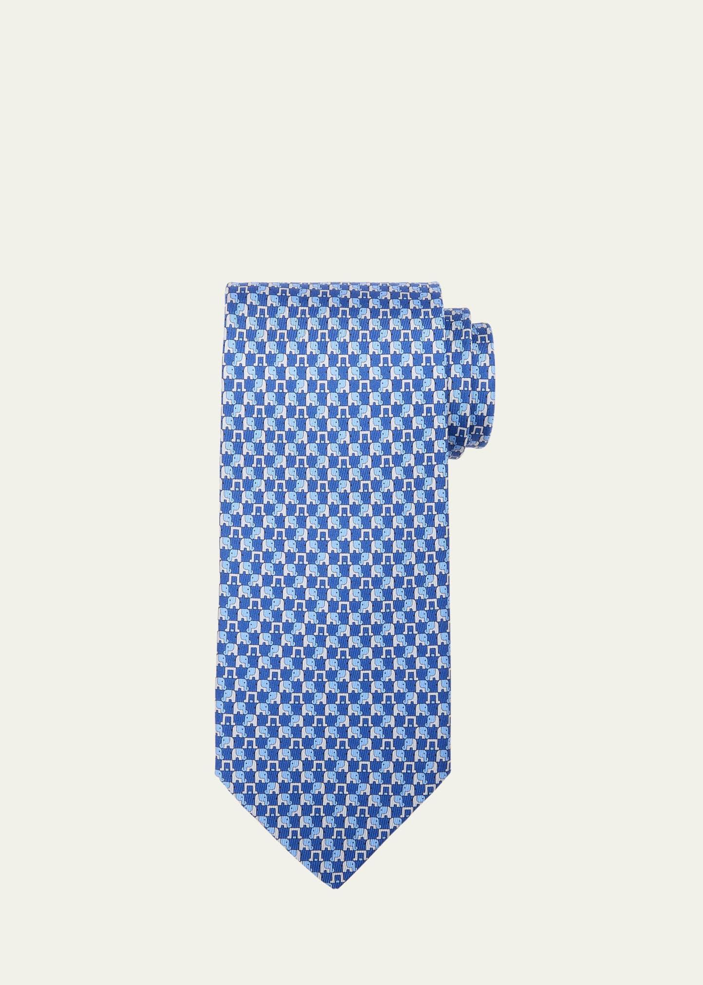 Mens Elephant Gancini Silk Tie Product Image