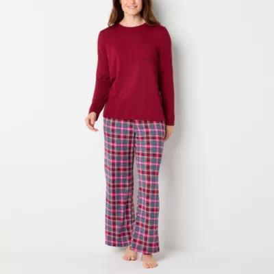 Jaclyn Womens Crew Neck Long Sleeve 2-pc. Pant Pajama Set Product Image