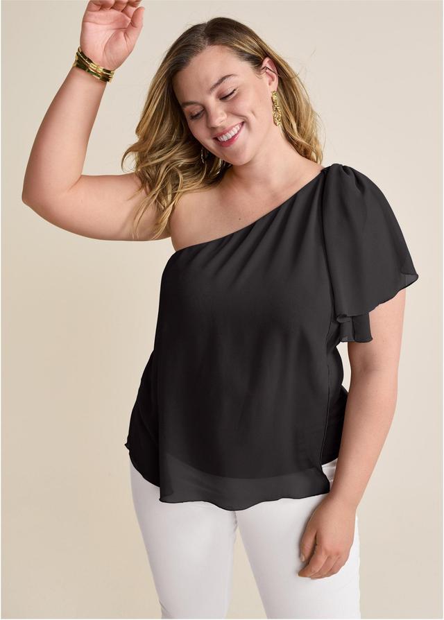 Chiffon Bow Top - Black Product Image