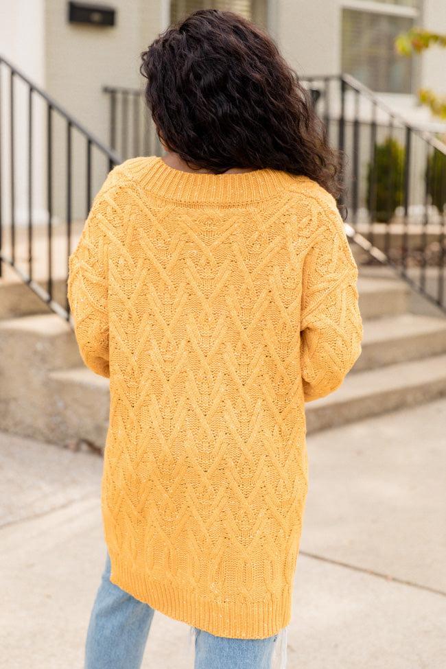 A Better Day Mustard Cable Knit Cardigan FINAL SALE Product Image