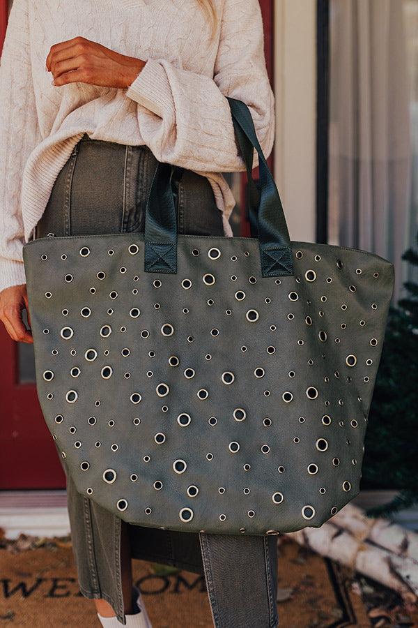 The Bristol Faux Leather Tote In Olive Product Image