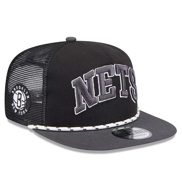 Mens New Era /Charcoal Brooklyn Nets Throwback Team Arch Golfer Snapback Hat Product Image