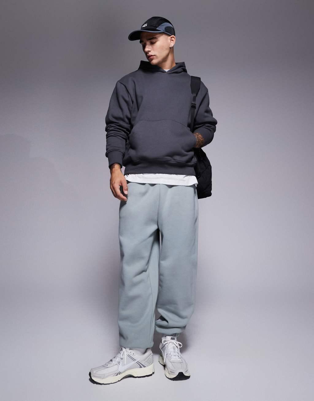 ASOS DESIGN premium heavyweight oversized joggers in light washed gray Product Image