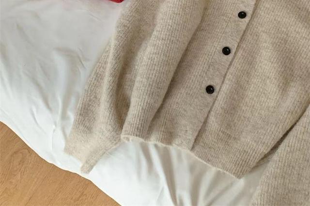 Stand Collar Plain Button-Up Cardigan Product Image