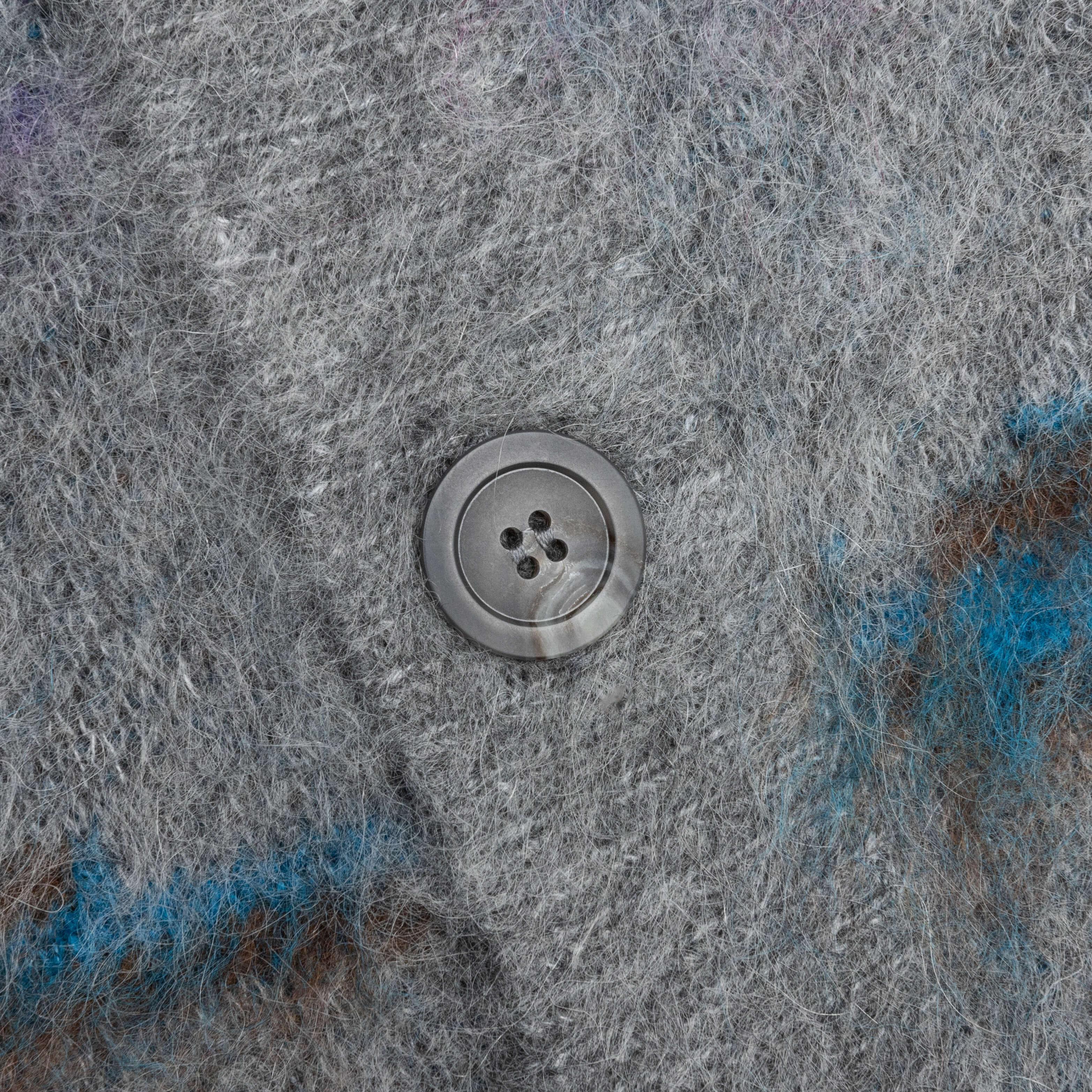 Mohair Jacquard Cardigan - Grey/Purple Male Product Image