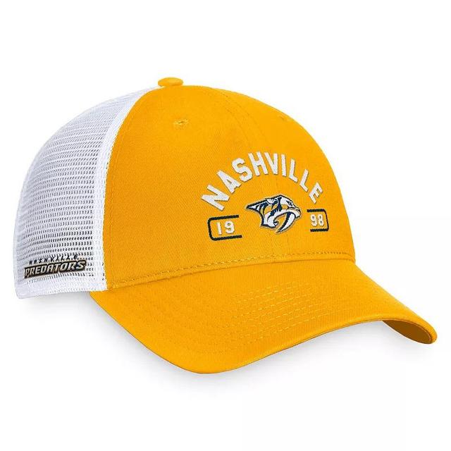 Mens Fanatics Gold/White Nashville Predators Free Kick Trucker Adjustable Hat Product Image