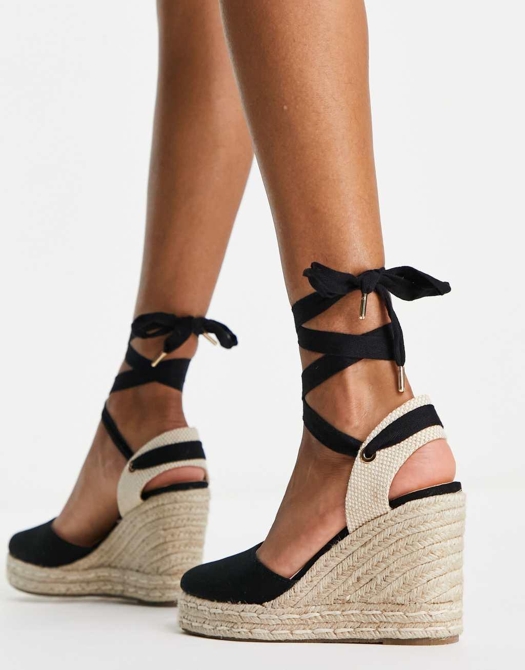 schuh Venus closed toe wedge espadrilles in black Product Image