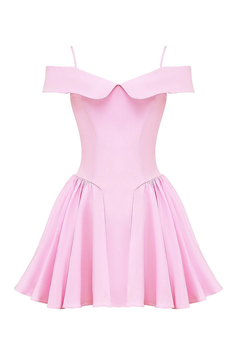 Elida Cotton Candy Twill Off Shoulder Mini Dress Product Image