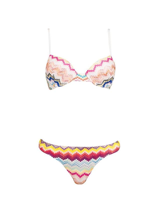 Womens 2-Piece Chevron Balconette Bikini Set Product Image