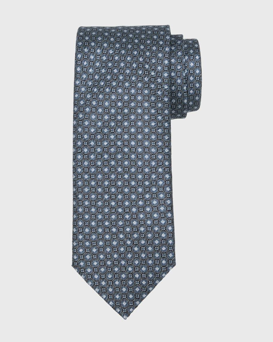 Men's Circle-Print Silk Tie Product Image