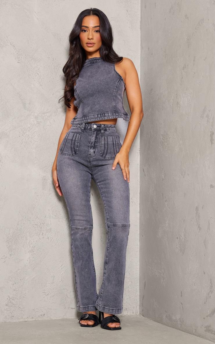 Petite Washed Charcoal Denim Backless Top product image