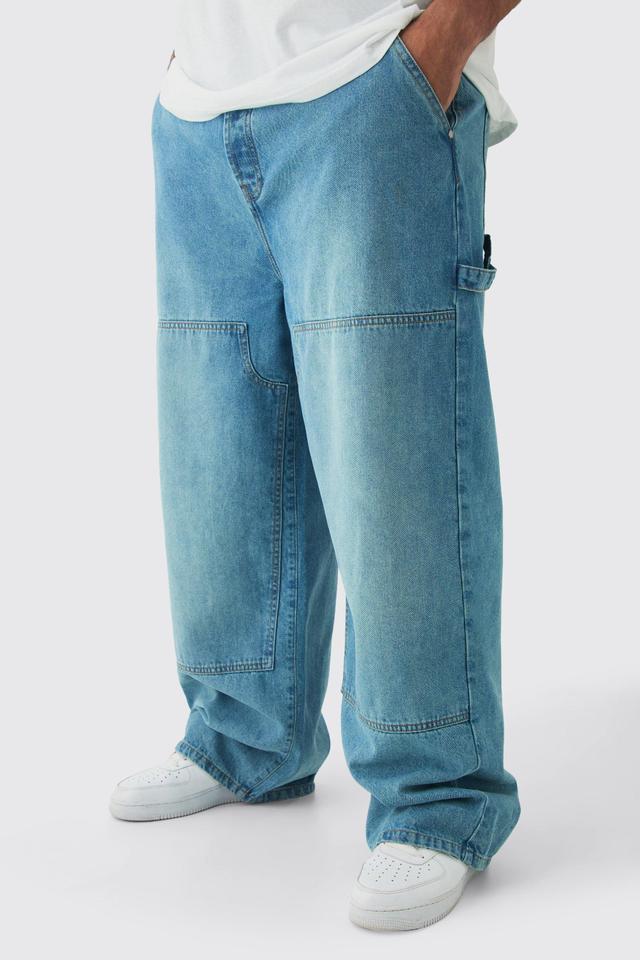 Plus Relaxed Fit Carpenter Jeans | boohooMAN USA Product Image