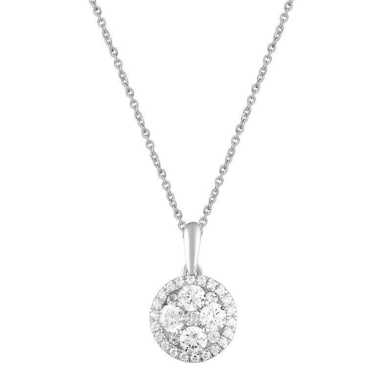 Royal Aura Sterling Silver 1/2 Carat T.W. Diamond Cluster Circle Pendant Necklace, Womens White Product Image