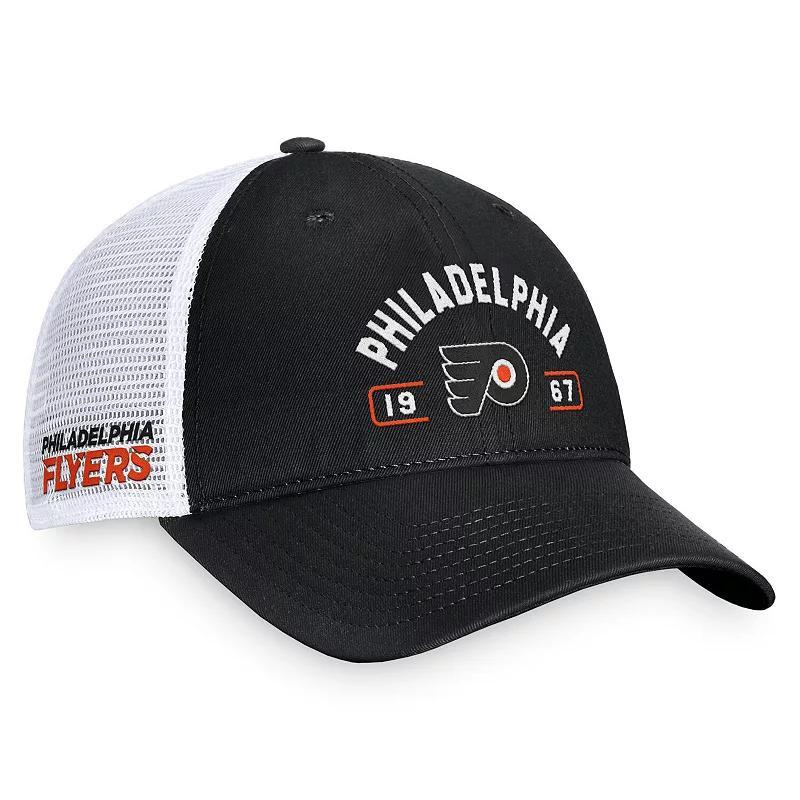 Mens Fanatics Black/White Philadelphia Flyers Free Kick Trucker Adjustable Hat Product Image