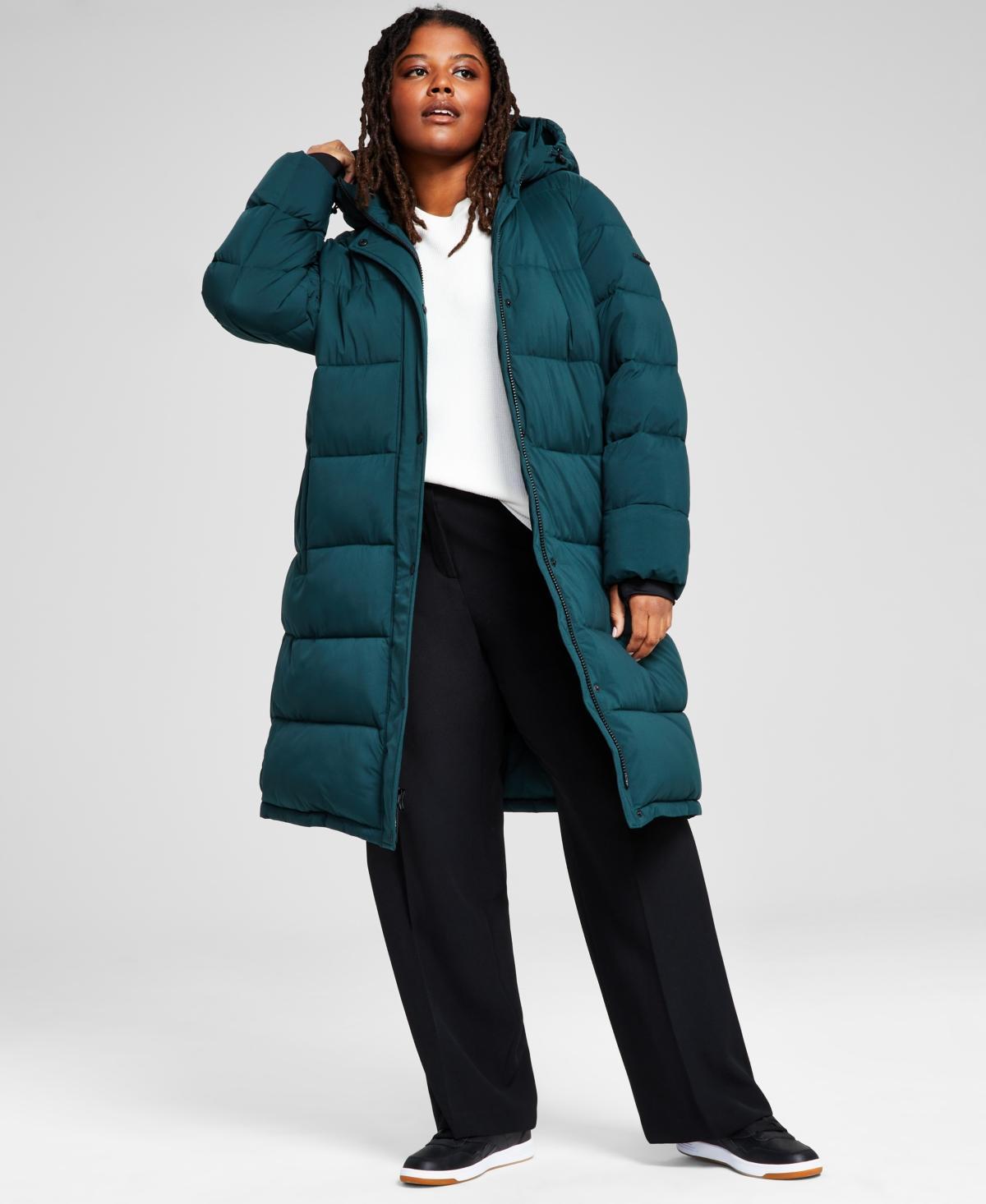 BCBGeneration Womens Plus Size Hooded Puffer Coat, Created for Macys Product Image