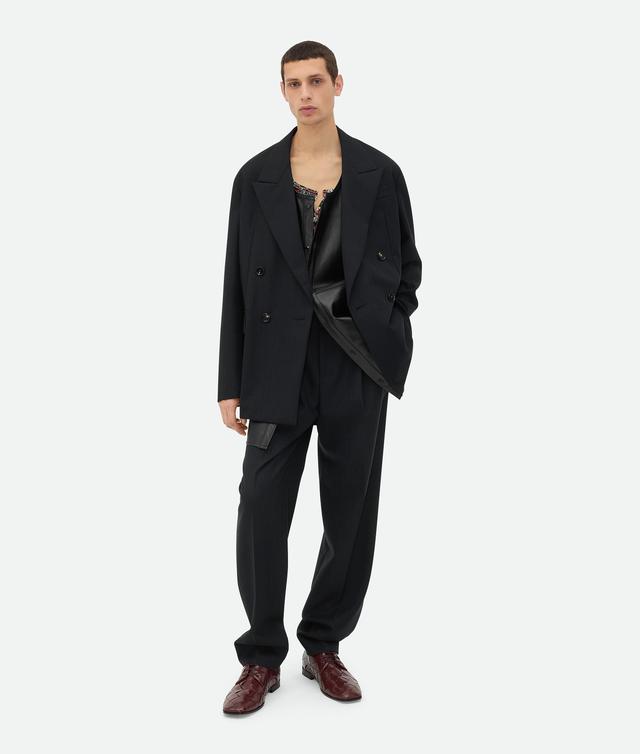 Men's Striped Wool Jacket in Black/dark blue Product Image