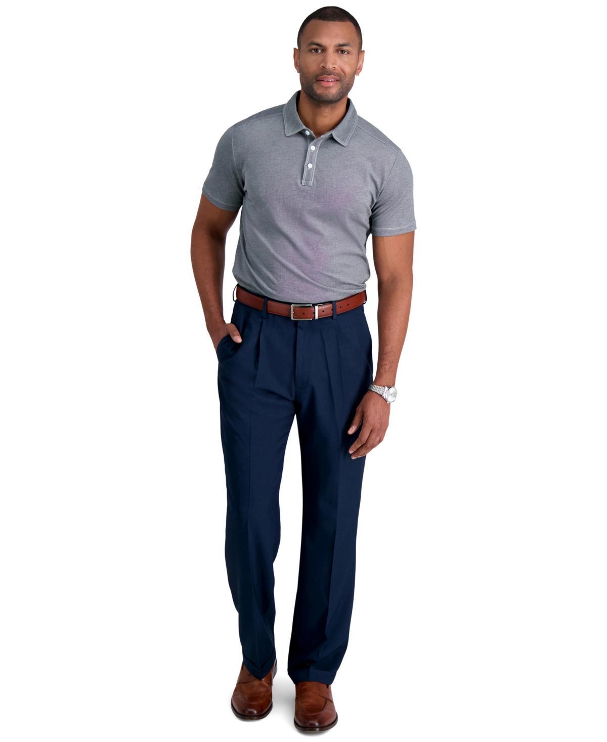 Haggar Mens Premium Comfort Stretch Classic-Fit Solid Pleated Dress Pants Product Image