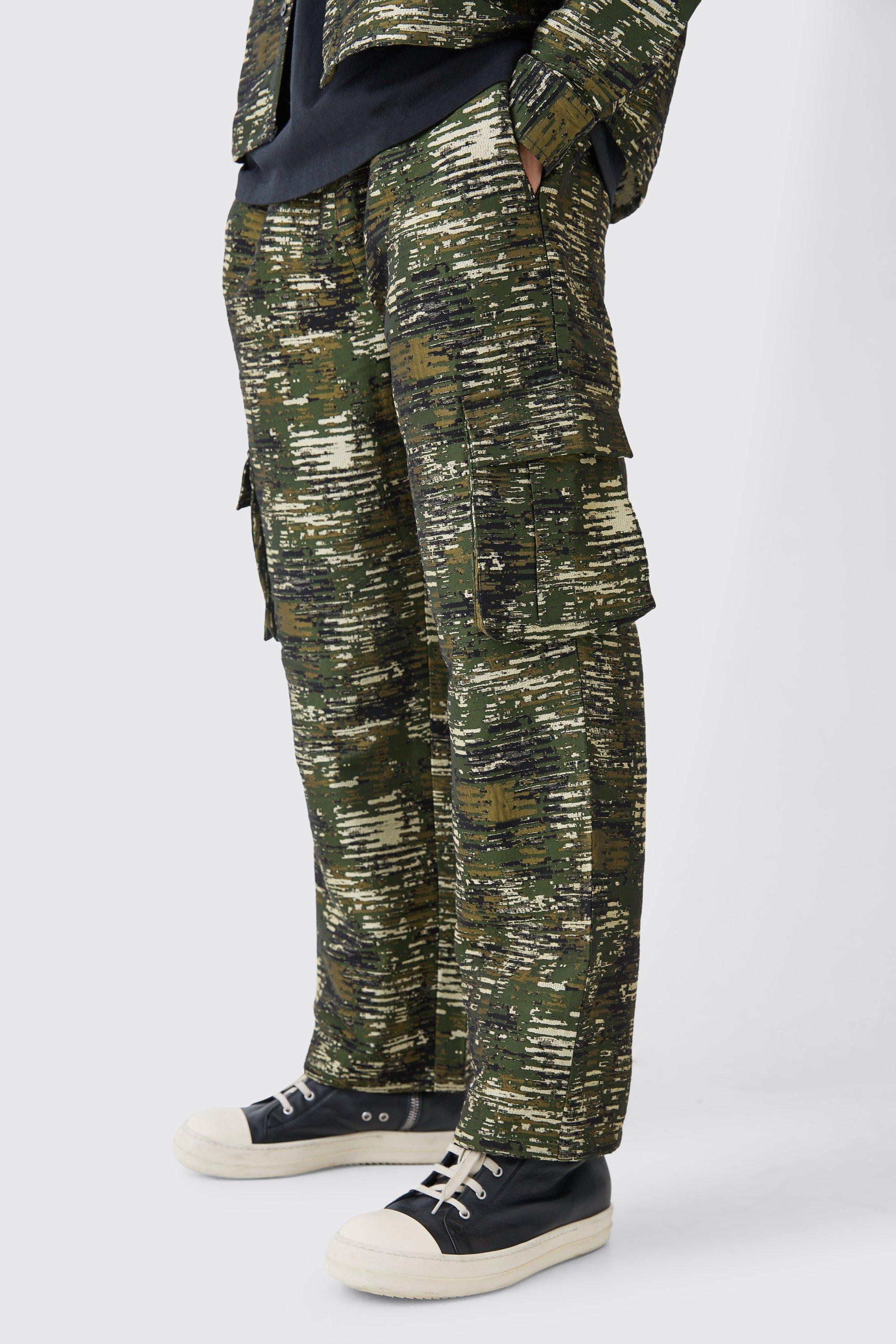 Mens Multi Textured Camo Relaxed Cargo Trouser, Multi product image