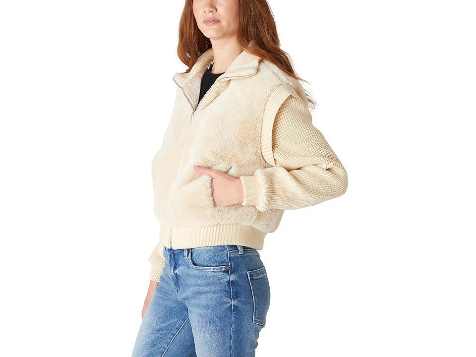 Blank NYC Faux Fur Sweater Bomber Jacket (Cream) Women's Coat Product Image