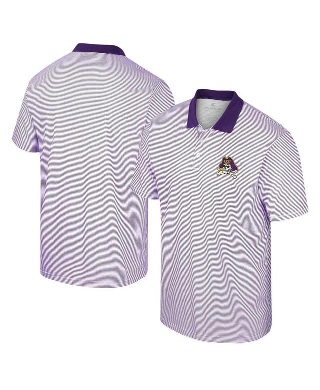 Mens Colosseum White Ecu Pirates Print Stripe Polo Shirt - White Product Image