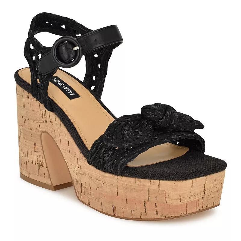 Nine West Womens Comiele Square Toe Block Heel Wedge Sandals Product Image