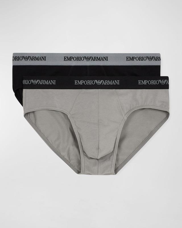 Emporio Armani Men's 2-Pack Stretch Cotton Briefs - Size: LARGE - BLACK AND GREY Product Image