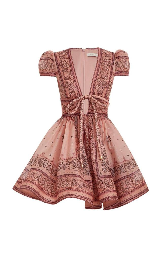 ZIMMERMANN Matchmaker Structured Linen-silk Mini Dress In Pink Product Image