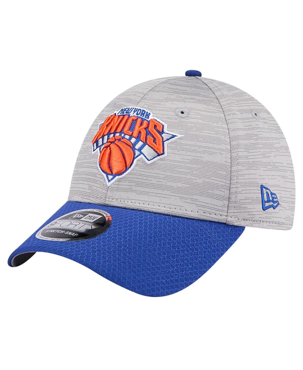 Mens New Era Heather Gray/Blue New York Knicks Active Digi-Tech Two-Tone 9FORTY Adjustable Hat Product Image