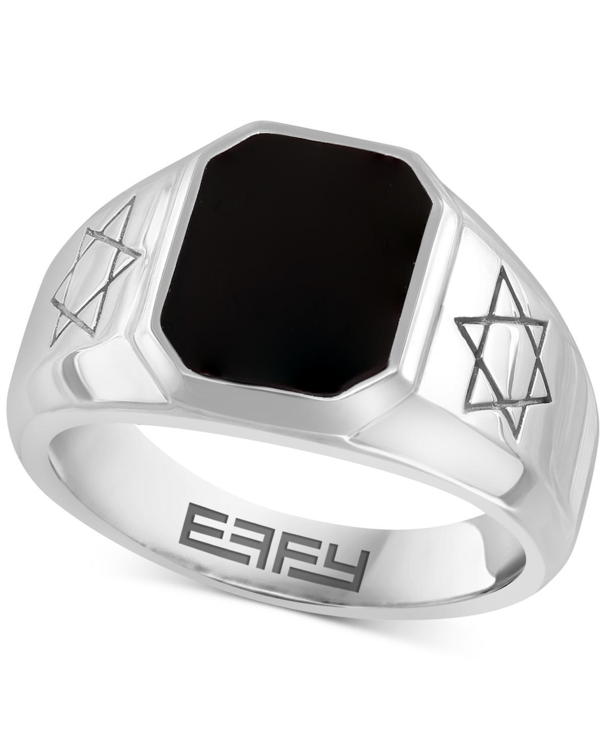 Effy Mens Onyx Star of David Engraved Ring in Sterling Silver Product Image