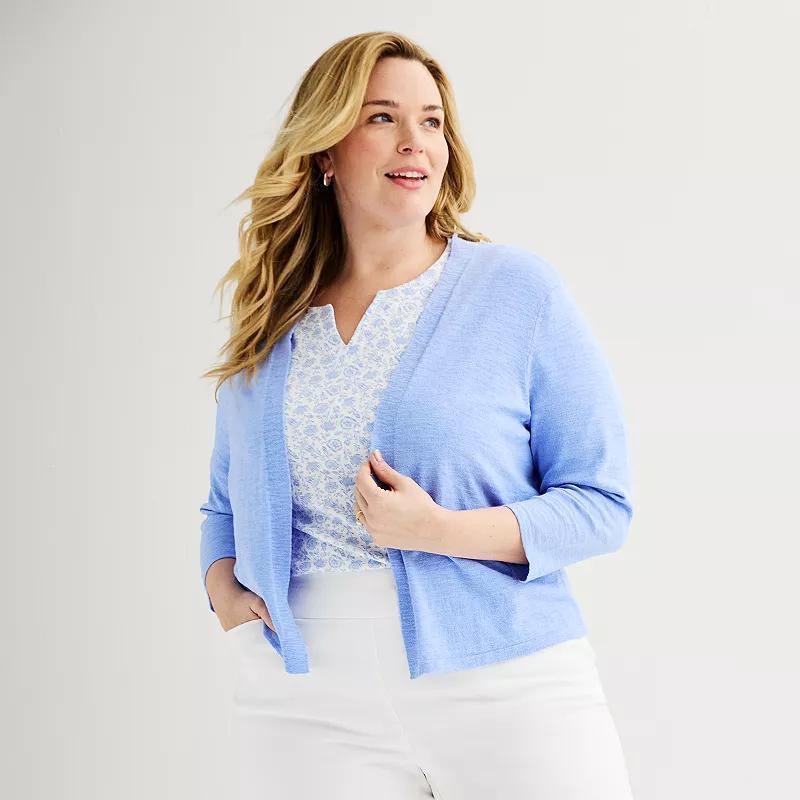 Plus Size Croft & Barrow Open Front Cardigan, Womens Product Image