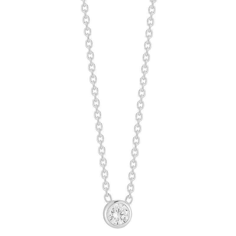 Sunkissed Sterling Sterling Silver Cubic Zirconia Stone Necklace, Womens Silver Tone Product Image