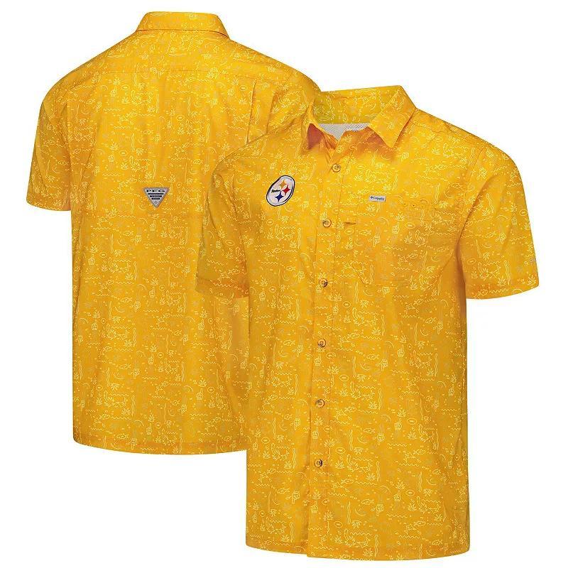 Mens Columbia PFG Pittsburgh Steelers Super Slack Tide Omni-Wick Button-Up Shirt Product Image