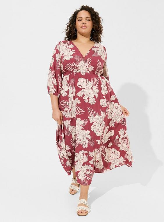 Maxi Challis Tiered V-Neck Dress Product Image