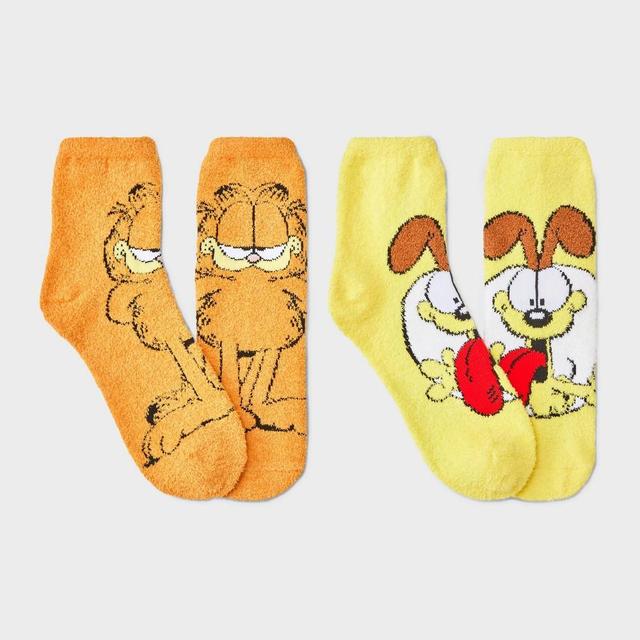 Womens Garfield & Odie 2pk Cozy Ankle Socks - Orange/ Yellow 4-10 Product Image