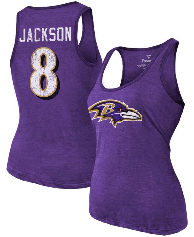 Womens Heathered Purple Baltimore Ravens Name Number Tri-Blend Tank Top Product Image