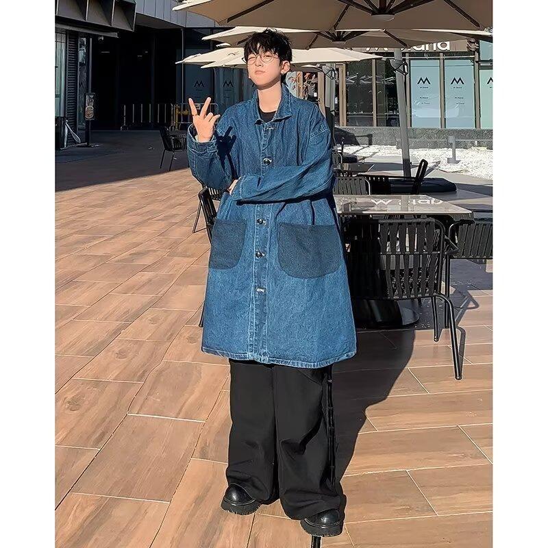 Button-Up Denim Long Jacket product image