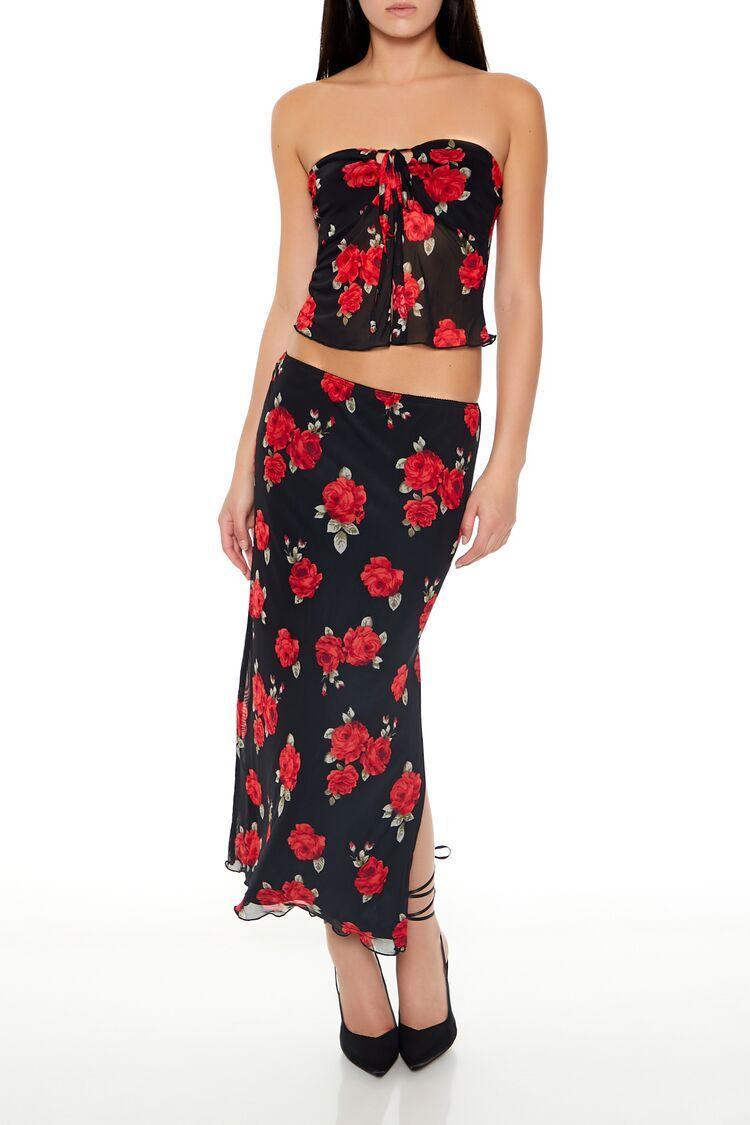 Rose Print Top & Midi Skirt Set | Forever 21 Product Image