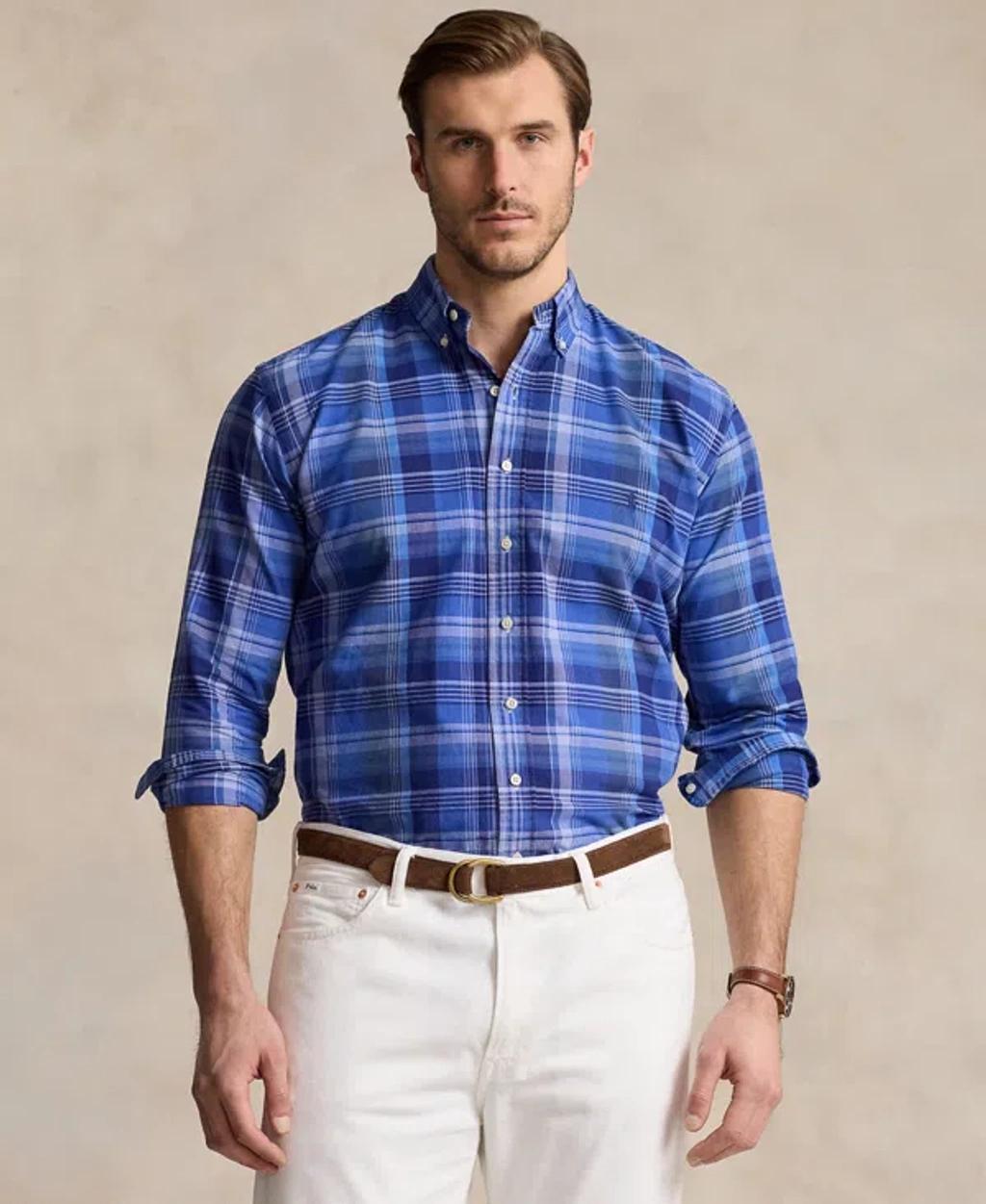 Men's Big & Tall Plaid Oxford Shirt In Blue Multi Product Image