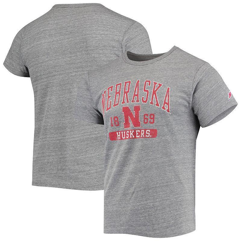 Mens League Collegiate Wear Heathered Gray Nebraska Huskers Volume Up Victory Falls Tri-Blend T-Shirt Product Image