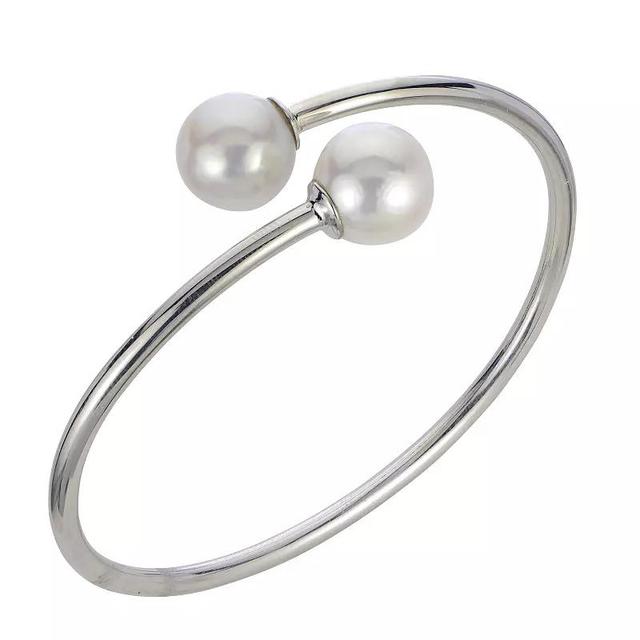 PearLustre by Imperial Sterling Silver Freshwater Cultured Pearl Bypass Bangle Bracelet, Womens Product Image