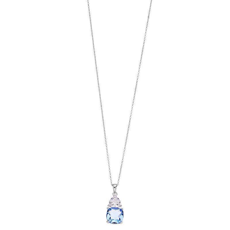 SIRI USA by TJM Sterling Silver Lab-Created Blue Quartz & Cubic Zirconia Pendant Necklace, Womens Product Image