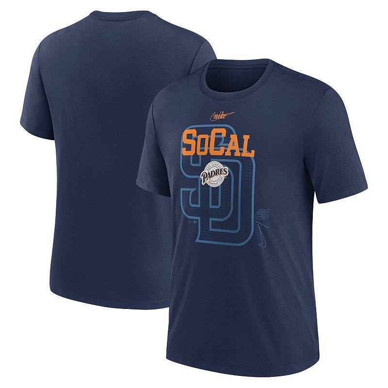 Mens Nike San Diego Padres Rewind Retro Tri-Blend T-Shirt Blue Product Image