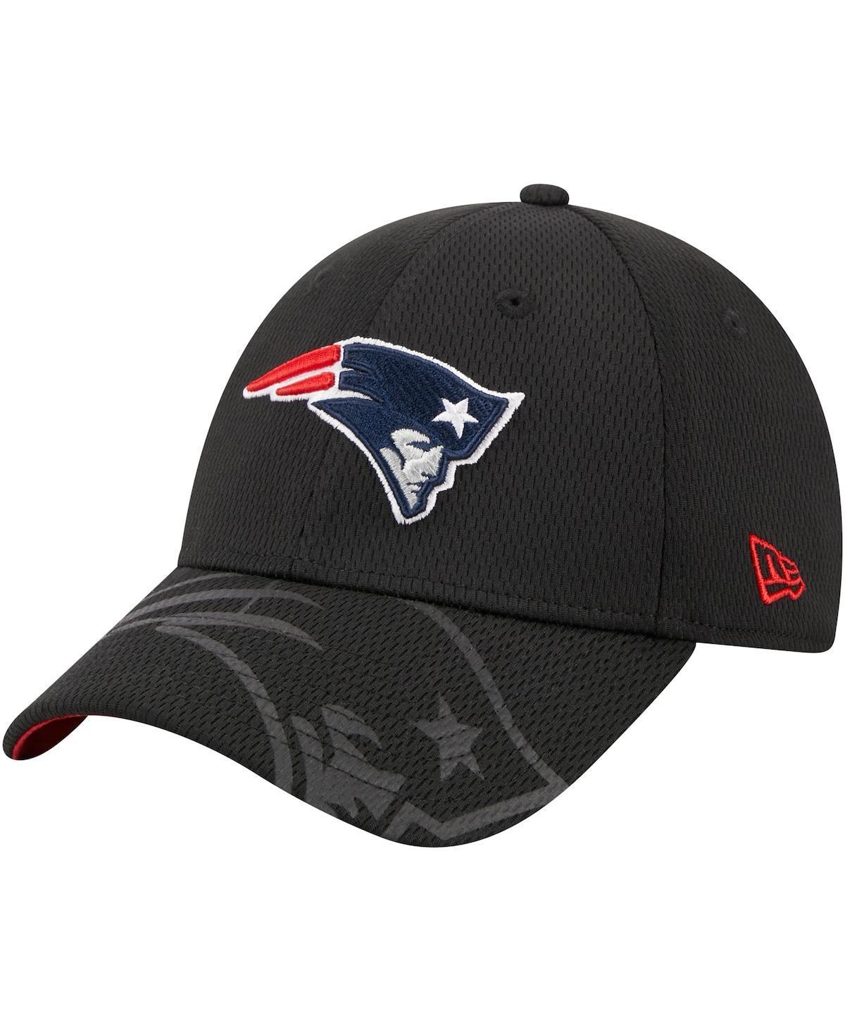 Mens New Era Black New England Patriots Top Visor 9FORTY Adjustable Hat Product Image