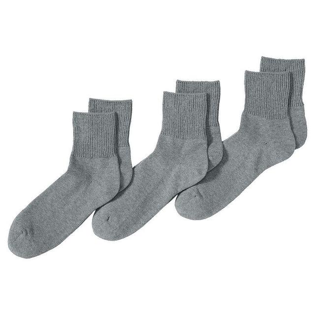 Mens Lands End 3-Pack Cotton Rib Quarter-Crew Socks Pewter Grey Product Image