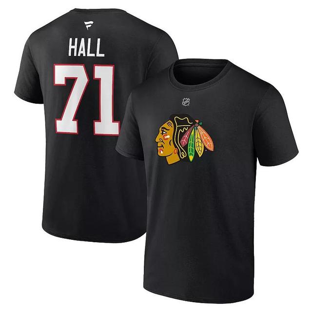 Mens Fanatics Branded Taylor Hall Chicago hawks Authentic Stack Name & Number T-Shirt Product Image