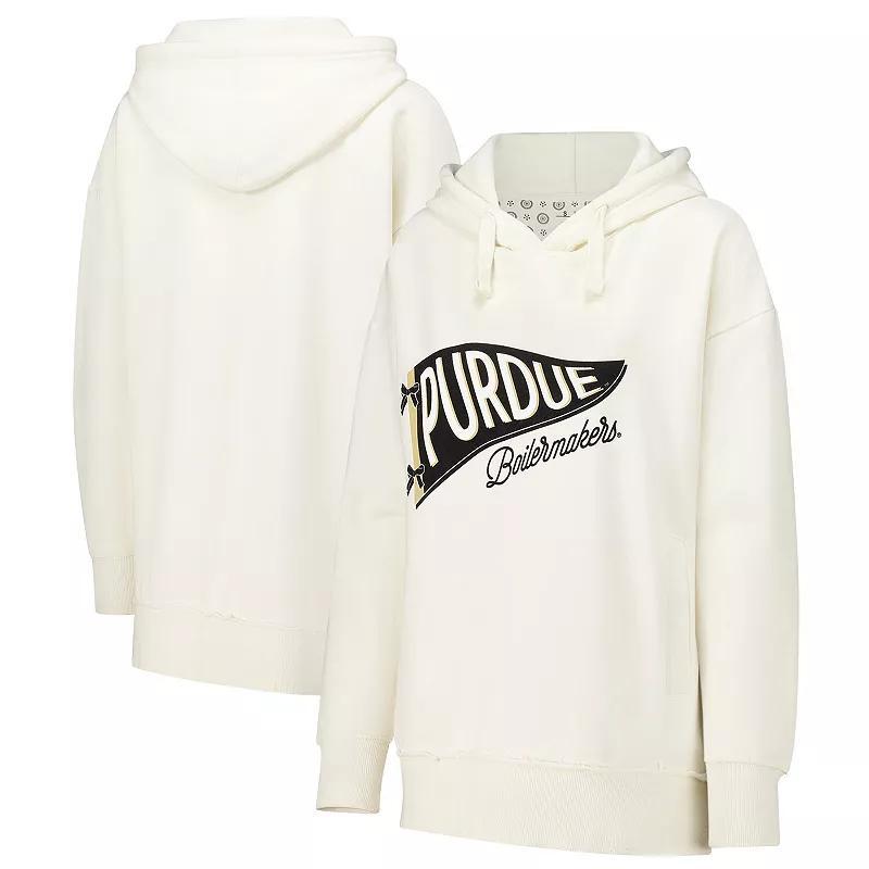 Womens Pressbox Cream Purdue Boilermakers Marni Pullover Hoodie Product Image