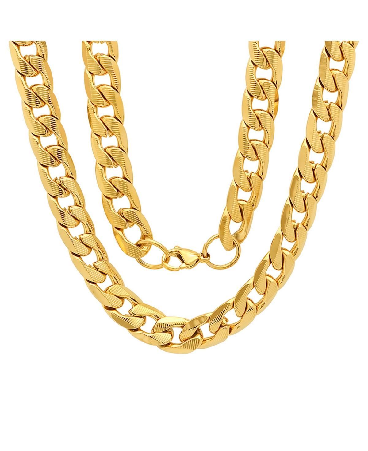 Steeltime Mens 18k gold Plated Stainless Steel Accented 6mm Cuban Chain 24 Necklaces Product Image